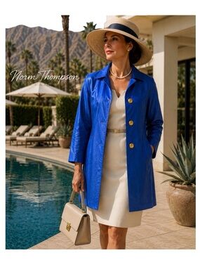 Exquisite Vintage Norm Thompson Pure Silk Large Jacket - Cobalt Blue